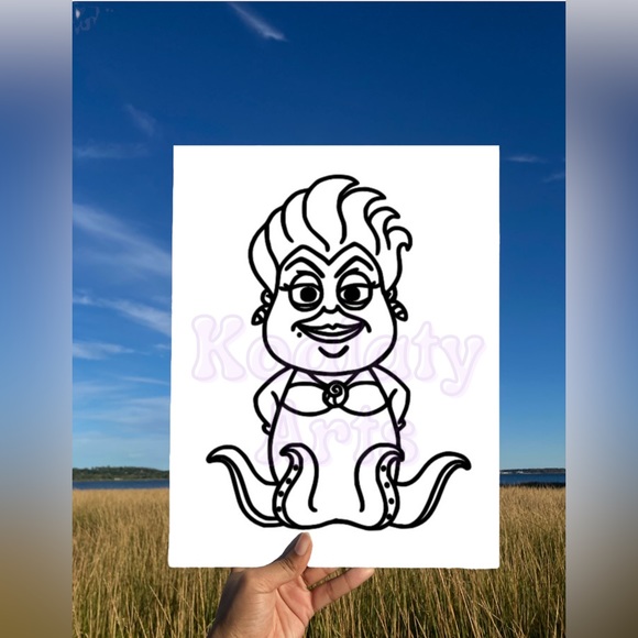 Paint Your Own Ursula Cartoon Canvas, Sip and Paint Canvas, DIY Gift - Picture 2 of 4